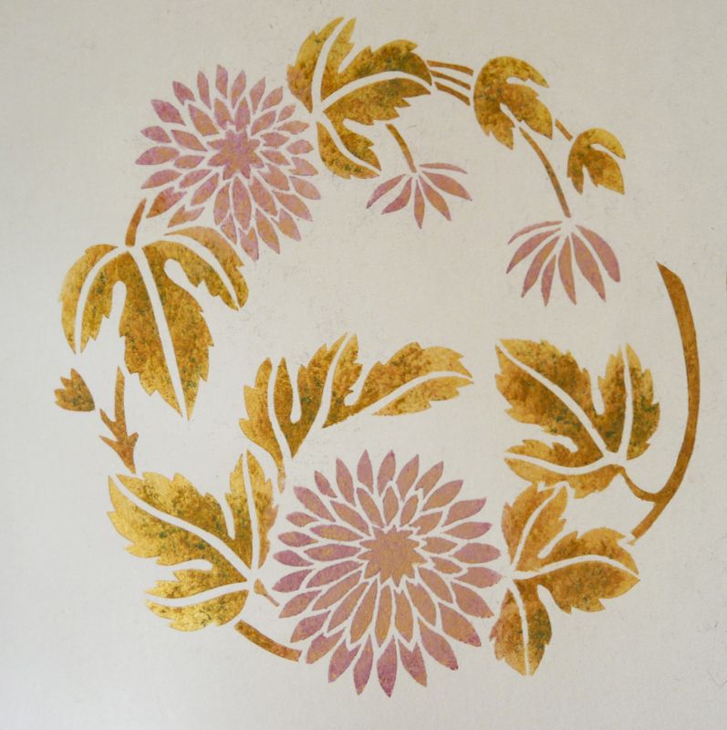 Flower stencil mum. Japanese wall stencils