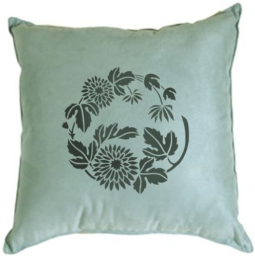 Stenciled pillow. Japanese wall stencils