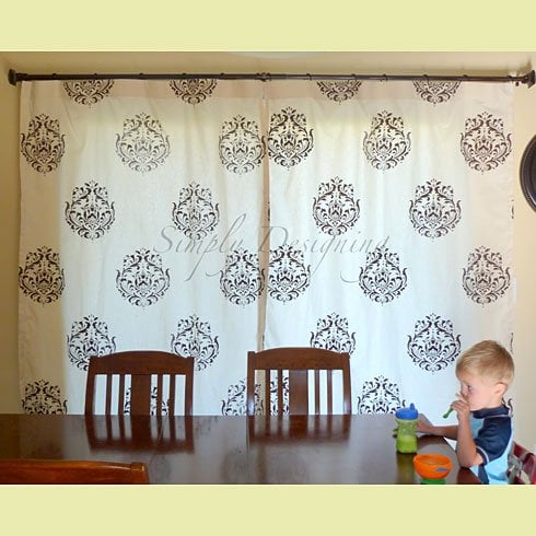 Stenciled-curtains-damask