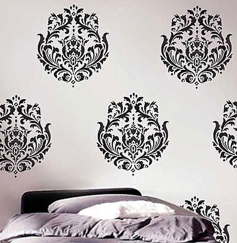 Brocade damask stencil for walls.