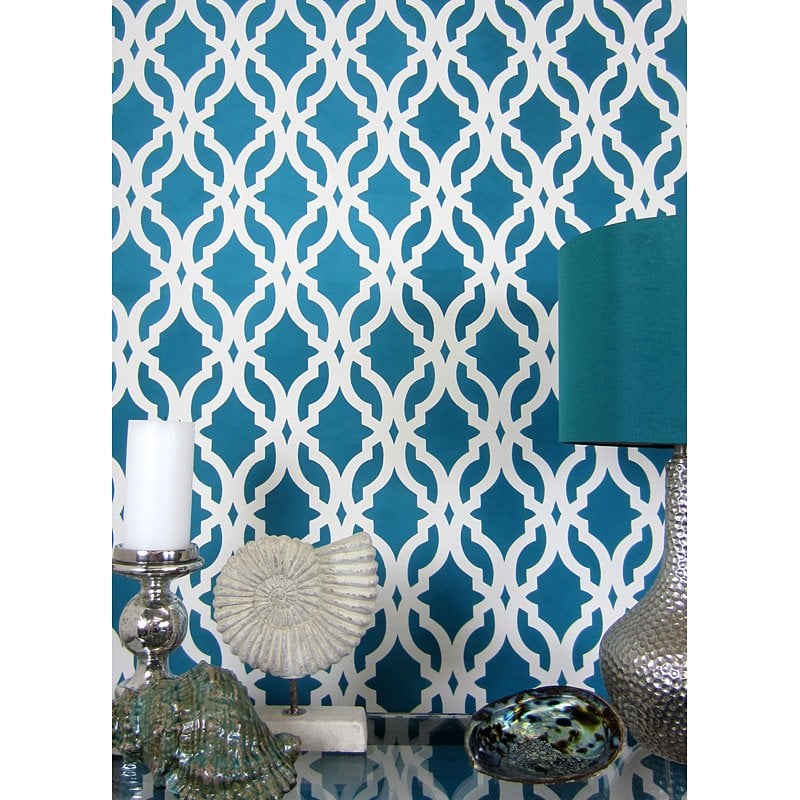 blue accent wall stencil