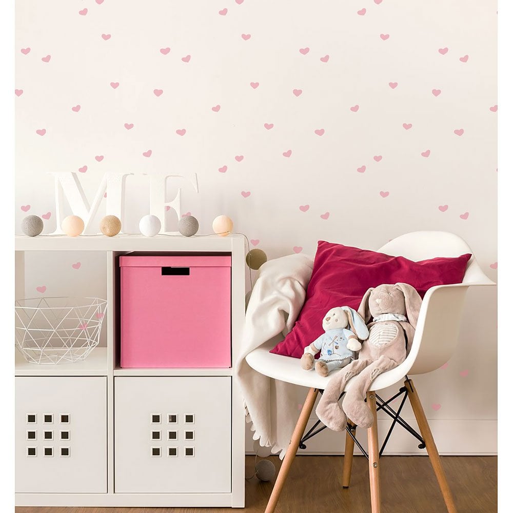 Tiny hearts nursery wall decor stencil polka dots decals