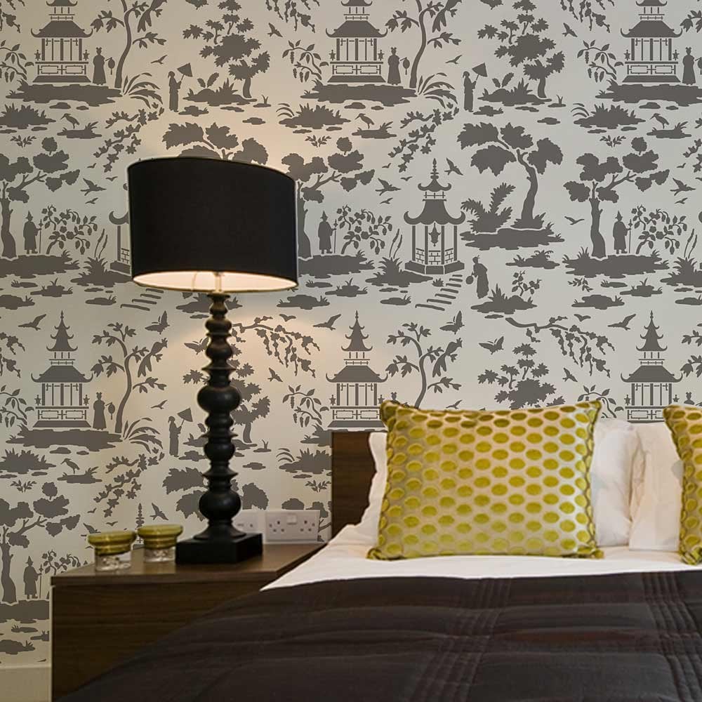 Toile stencil chinoiserie stencils wallpaper