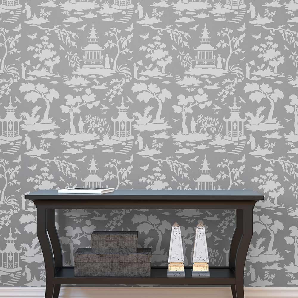 Toile stencils chinoiserie decor wallpaper stencil