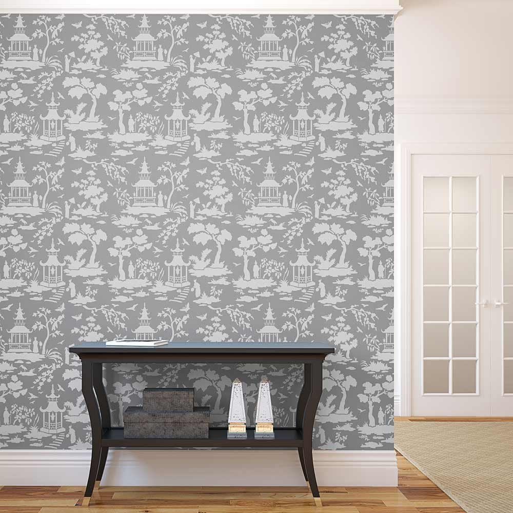 Toile wallpaper stencil chinoiserie stencils