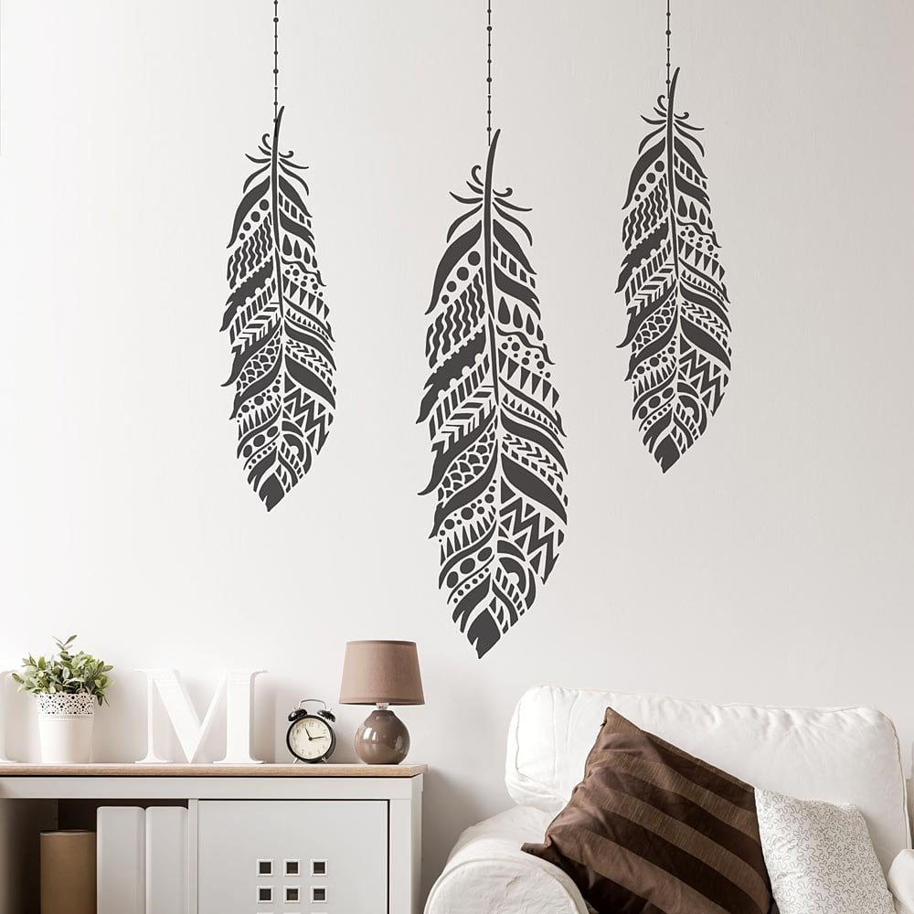 Tribal Feather Stencil Wall Art stencils