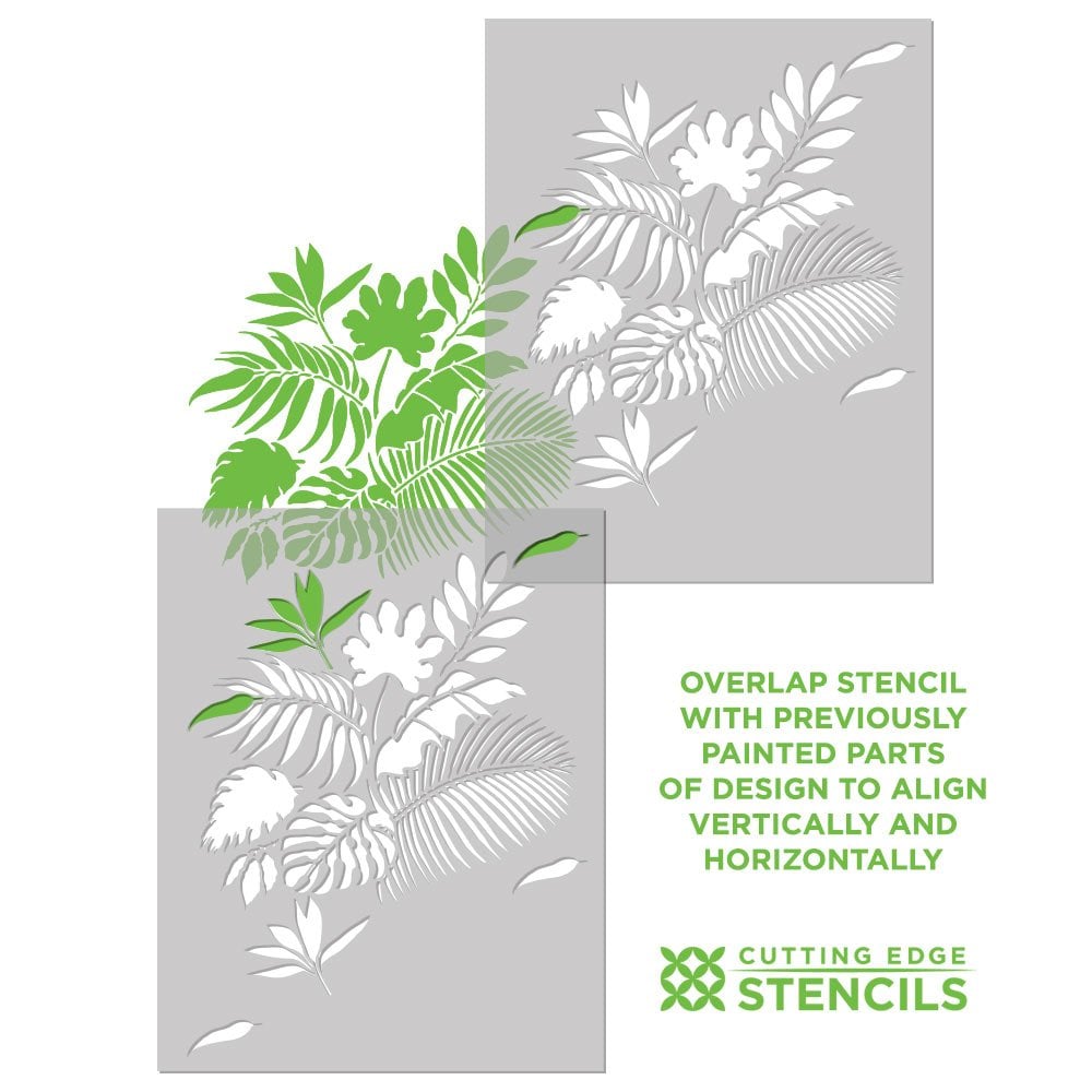 Tropical Foliage Wall Design Allover Stencil Instructions