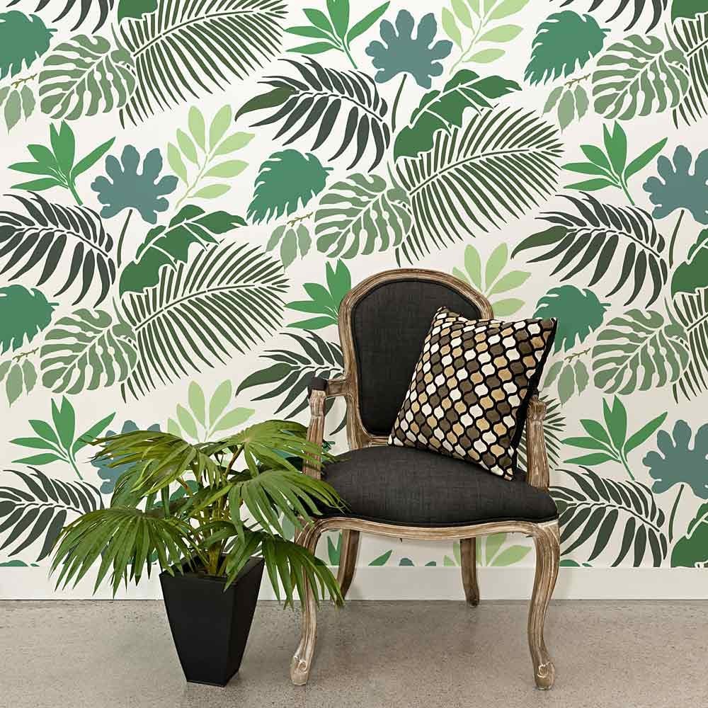 Tropical Foliage stencil palm leaf print tropics wallpaper stencils