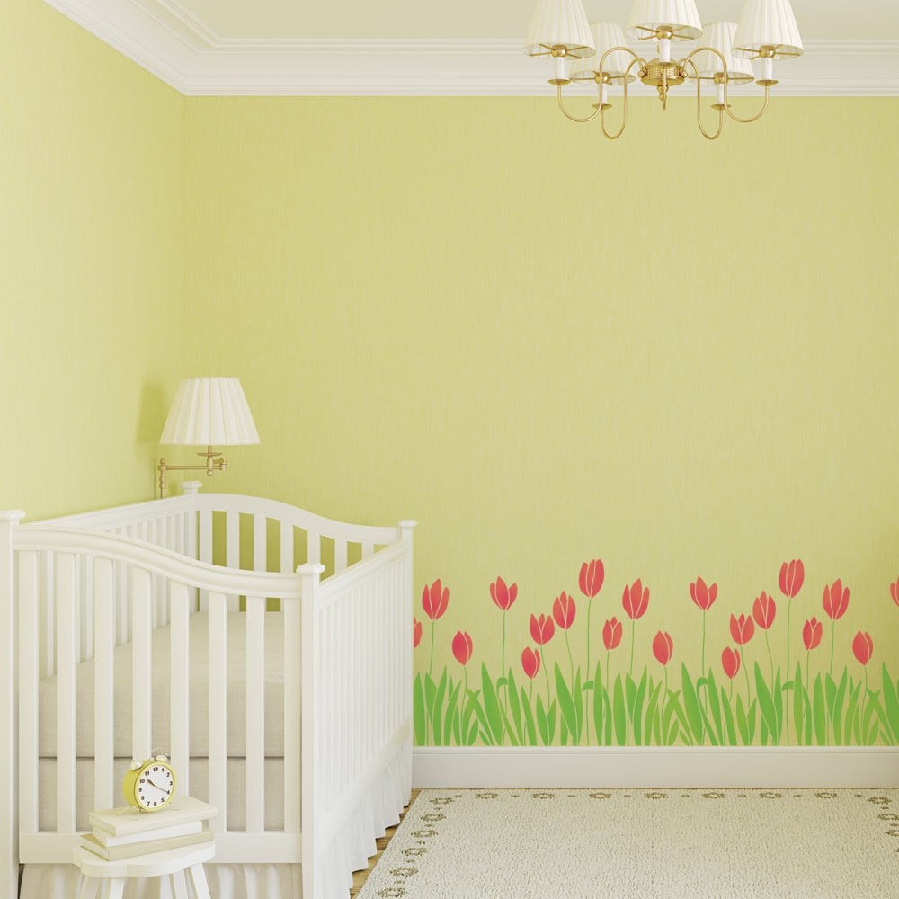 Tulip-border-stencil-nursery-decor