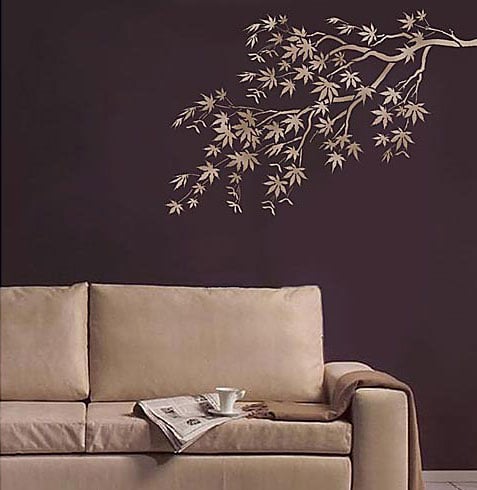 Large tree branch stencil for walls