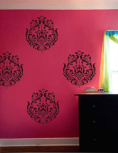 Brocade damask stencil for walls.