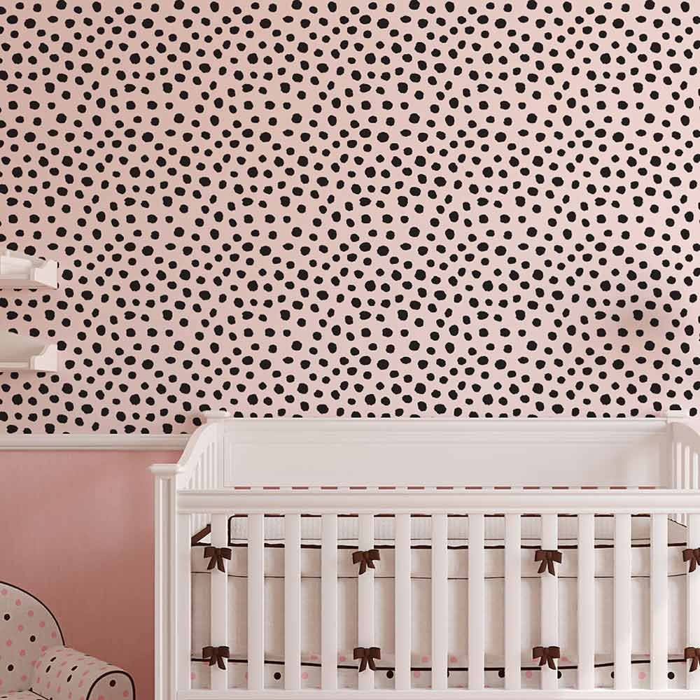 spots stencil nursery wall