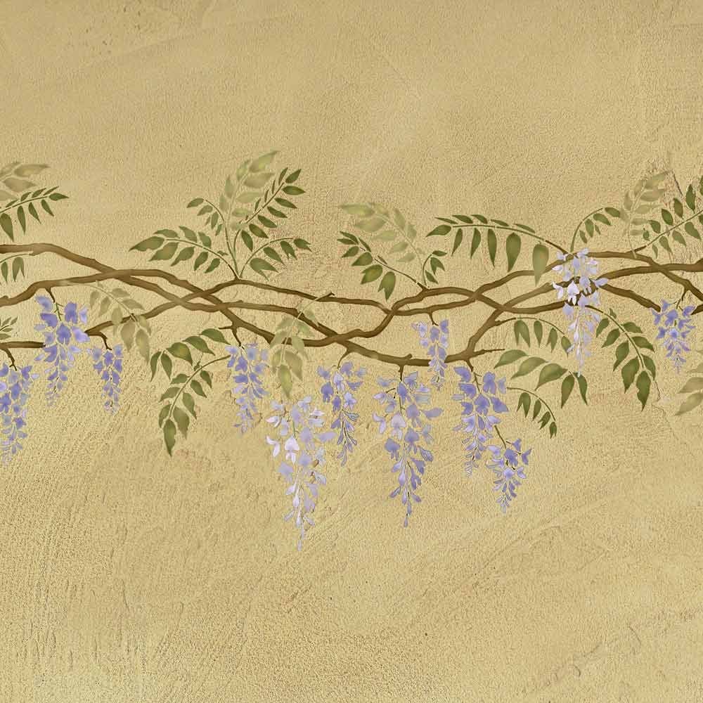 Wisteria-stencil-border-vine-stencils-flower-stencils