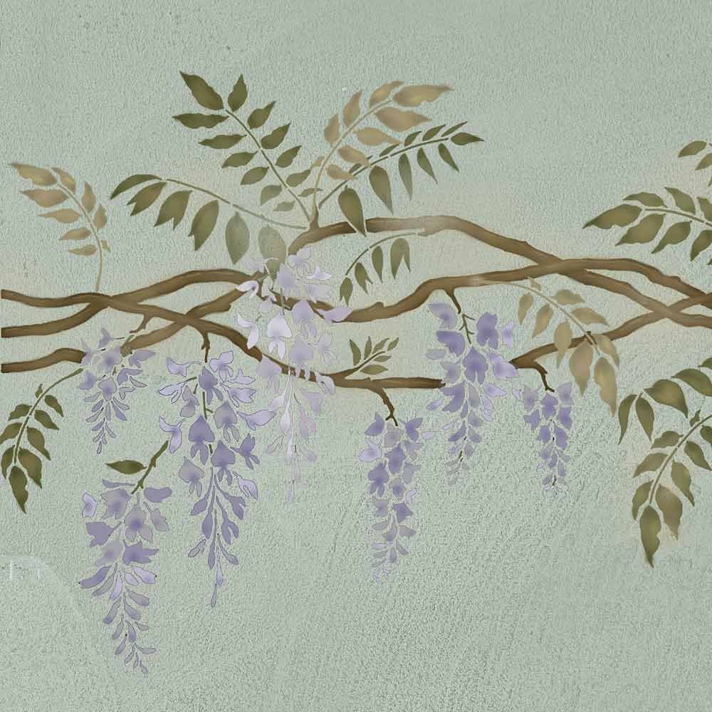 Wisteria-stencil-floral-border-vine-stencil