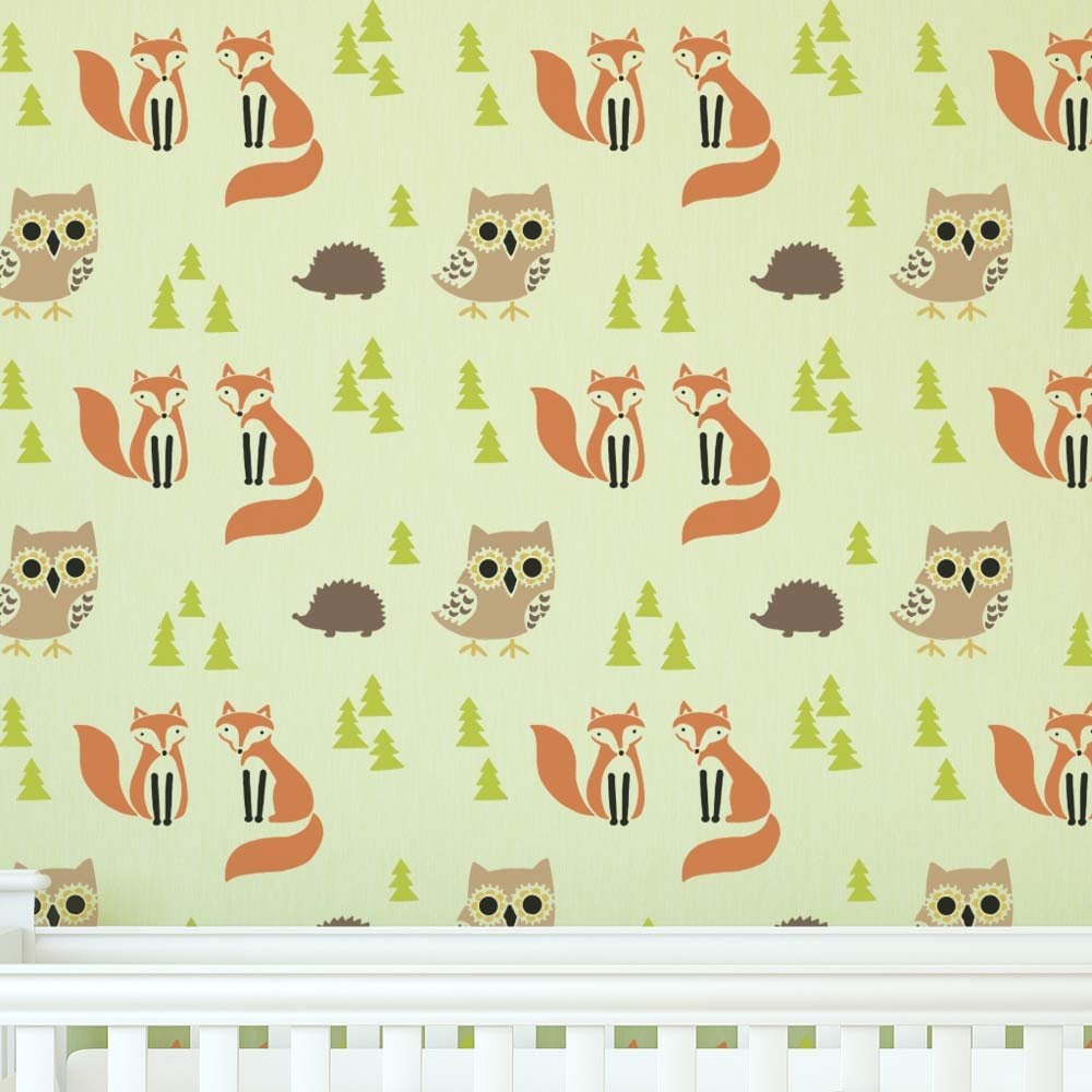 Woodland-nursery-stencil-fox-owl-hedgehog-stencils.jpg