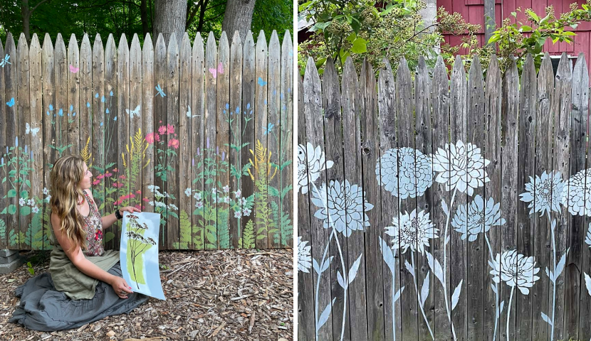 Fence stencils on wood large flower stencils