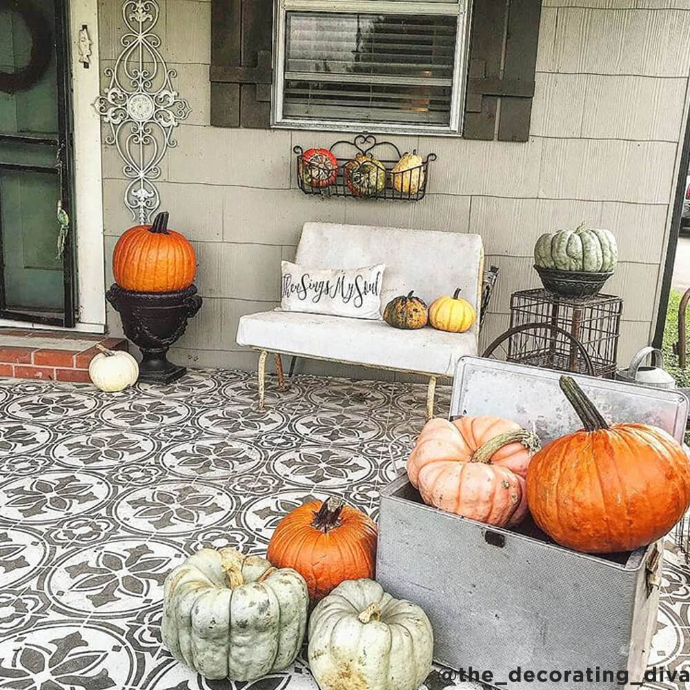 stenciled cement patio