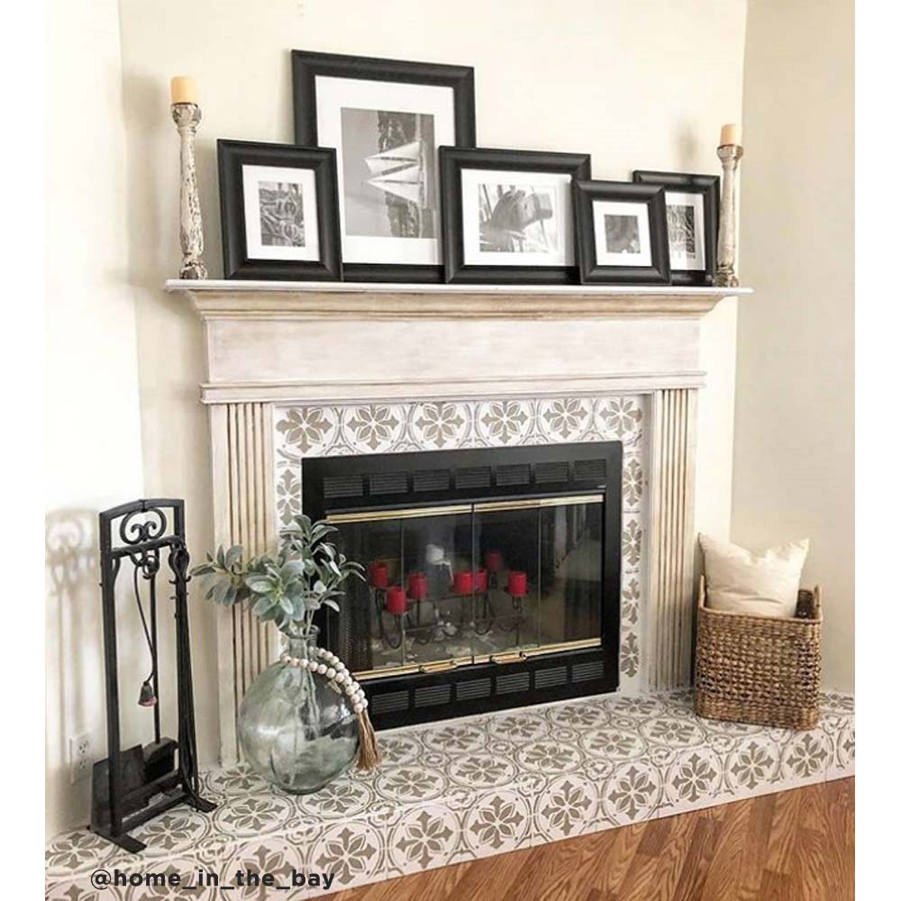 stenciled fireplace