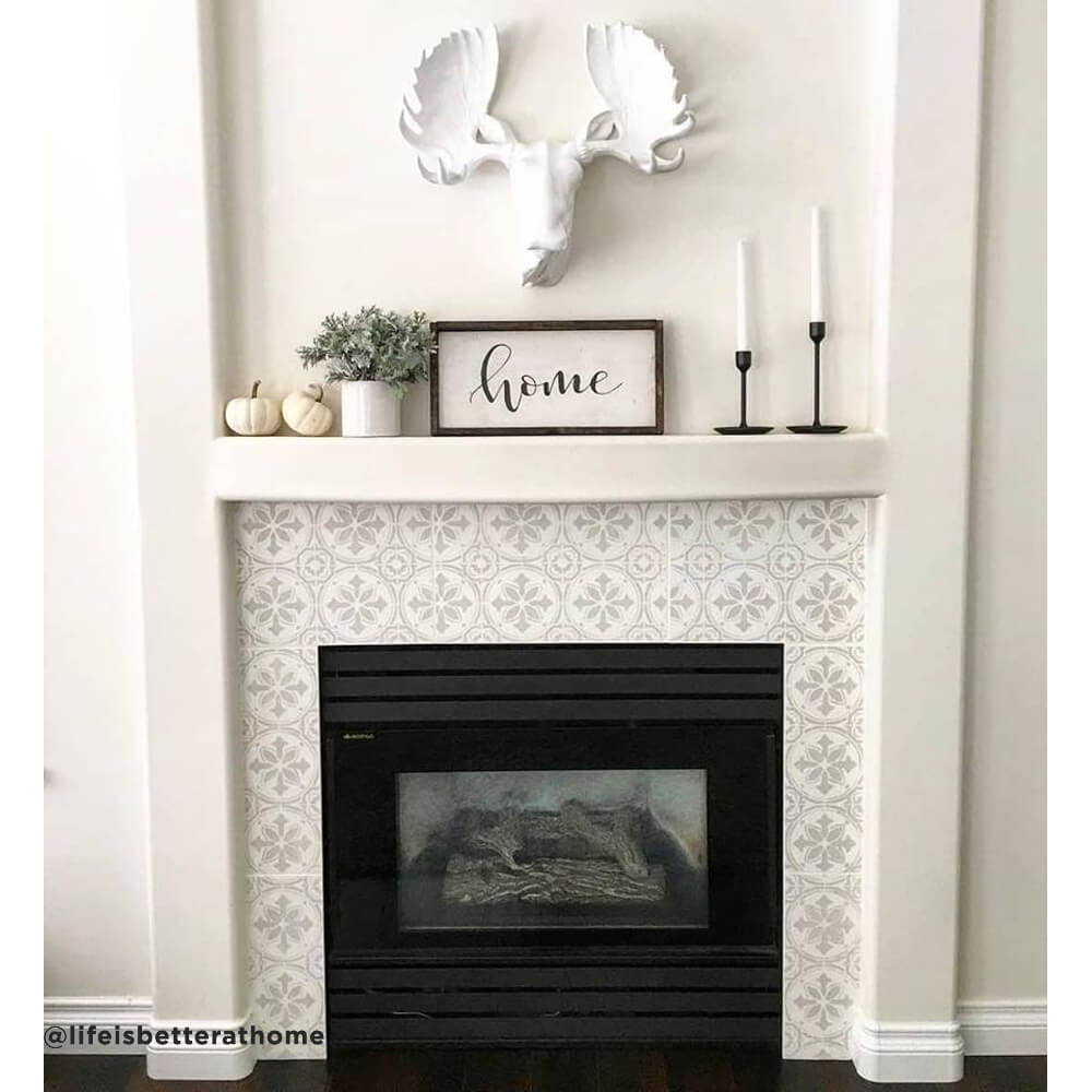 stenciled fireplace