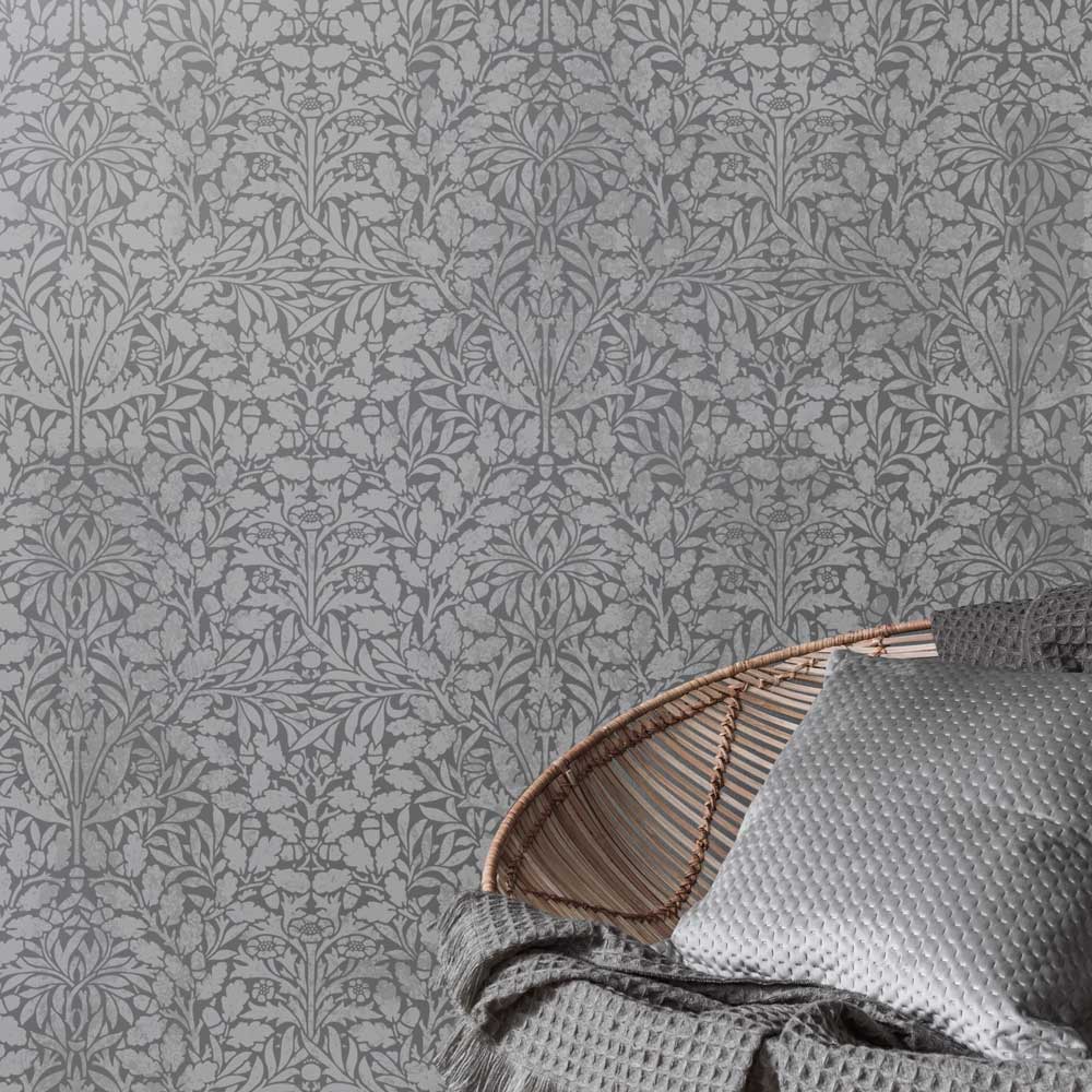 grey wall stencil acorn stenciled wall