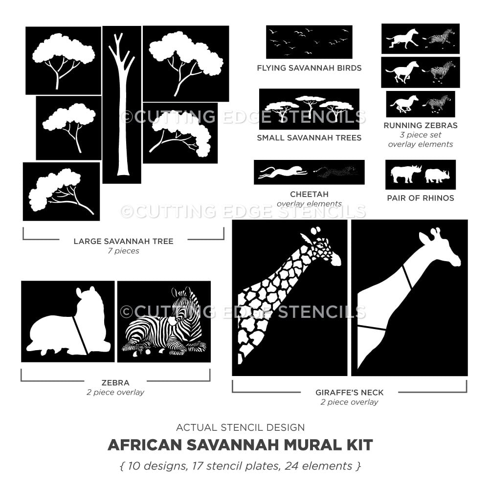 african savannah mural stencil kit