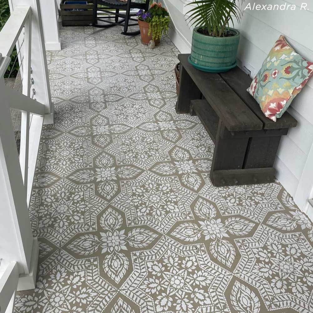 alatera stenciled outdoor patio