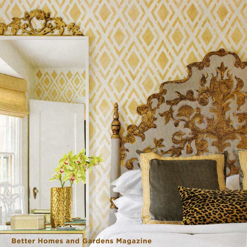 golden stenciled wall