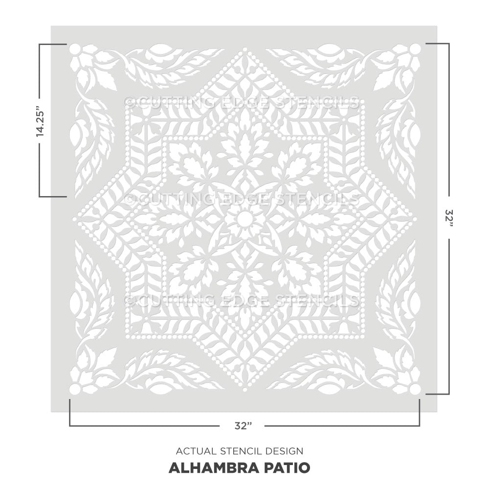 actual stencil image of Alhambra Stencil concrete patio
