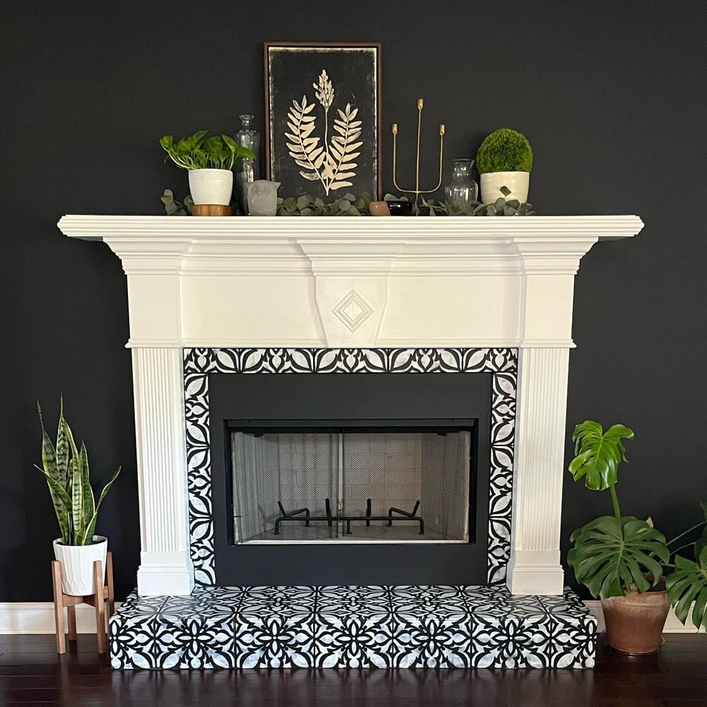 aloha tile stenciled fireplace