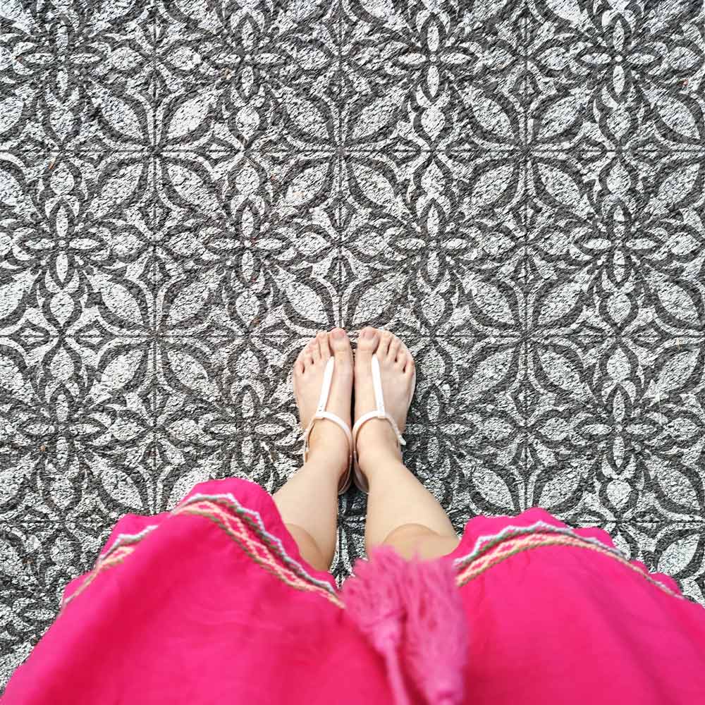 elegant floor tile stencil