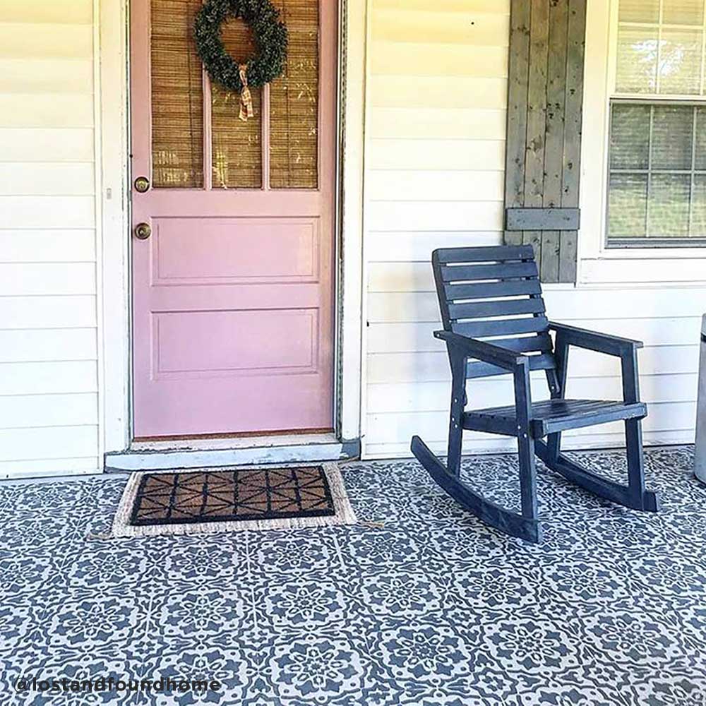 stenciled cement patio