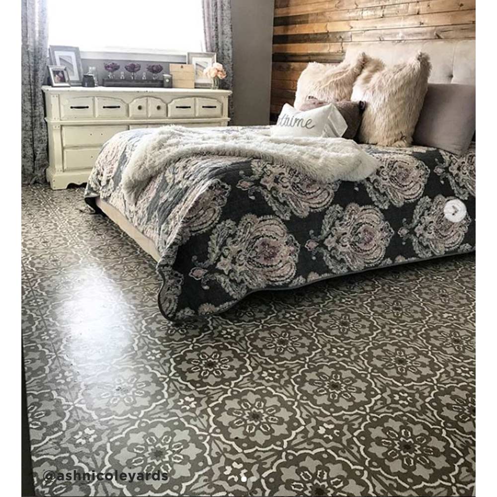 bedroom floor stencil tile