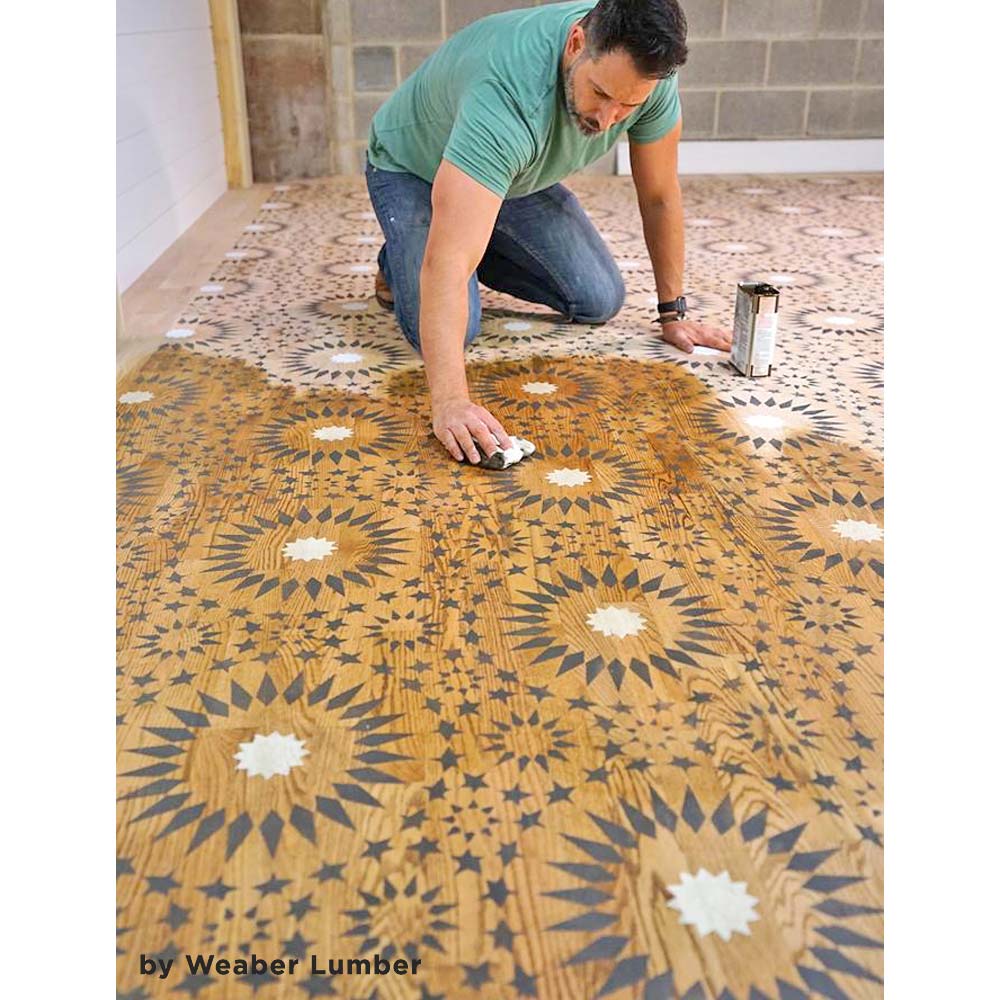 stencild wood floor moroccan stencil