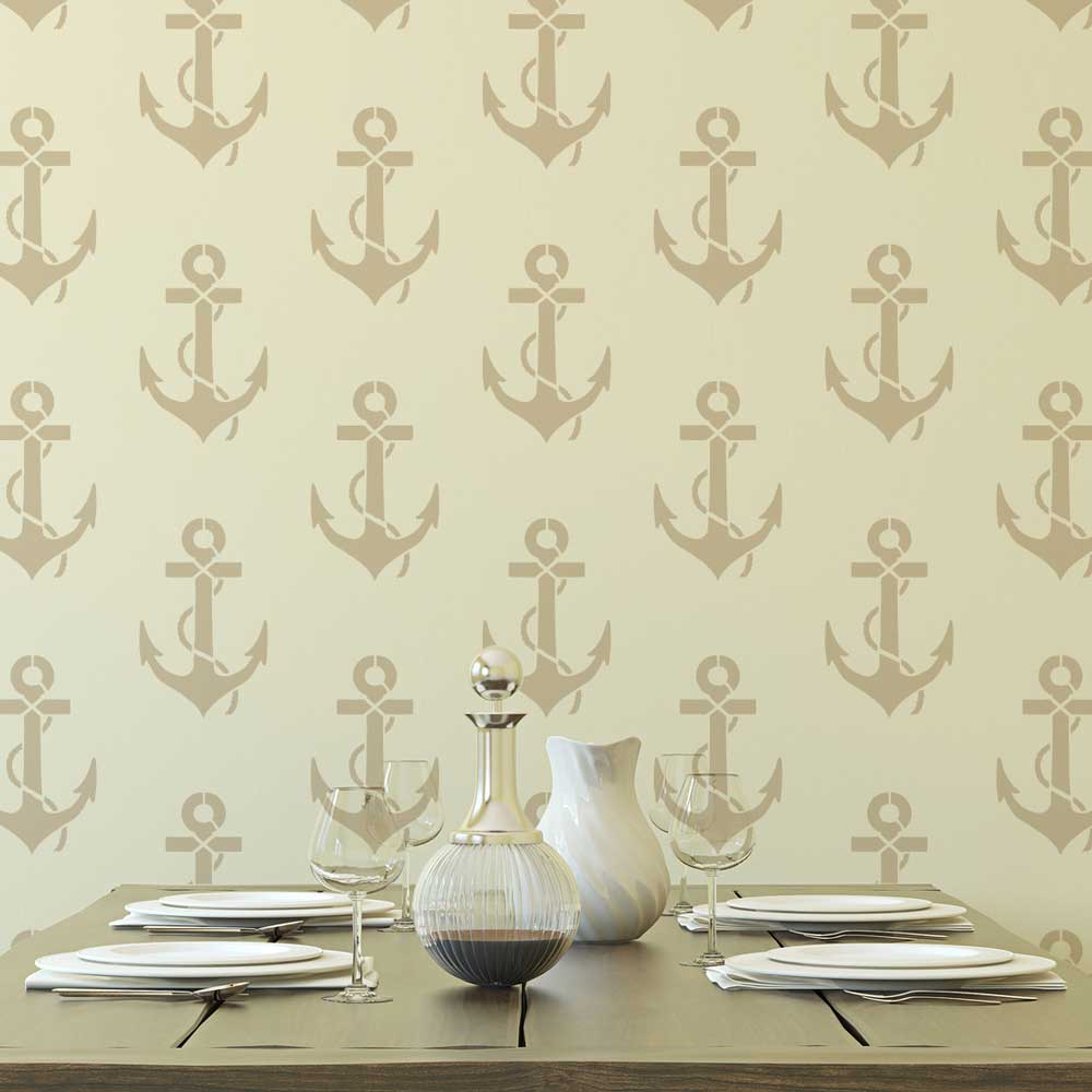 Anchors Nautical Wall Stencil
