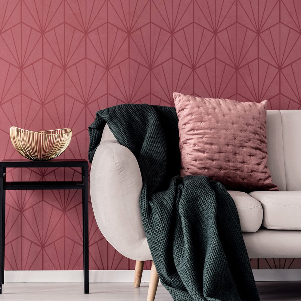 hex tile stenciled wall