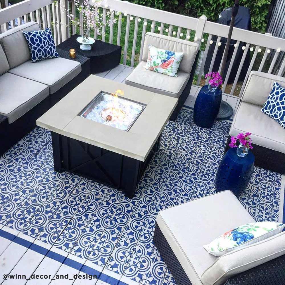 Stenciled deck tile floor