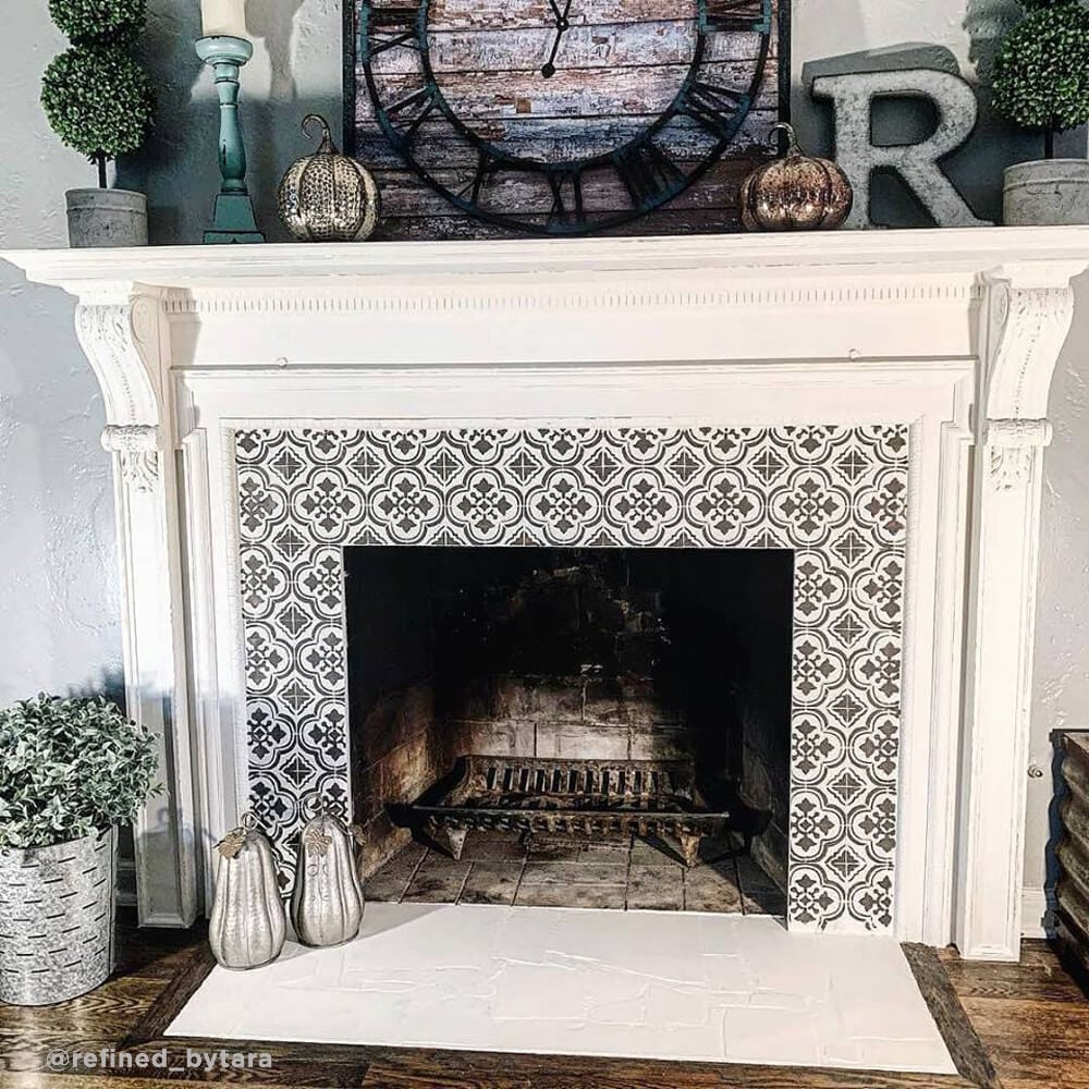 fireplace tile stencil