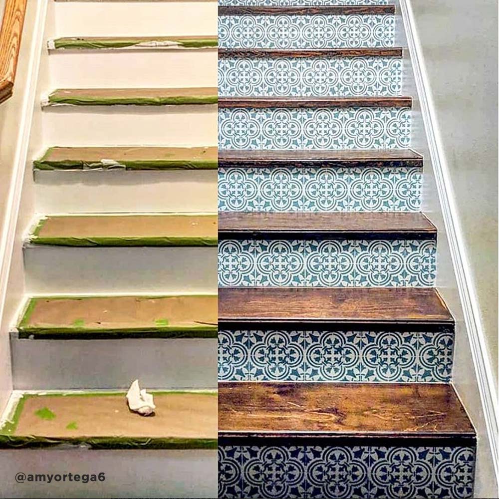 stenciled staircase