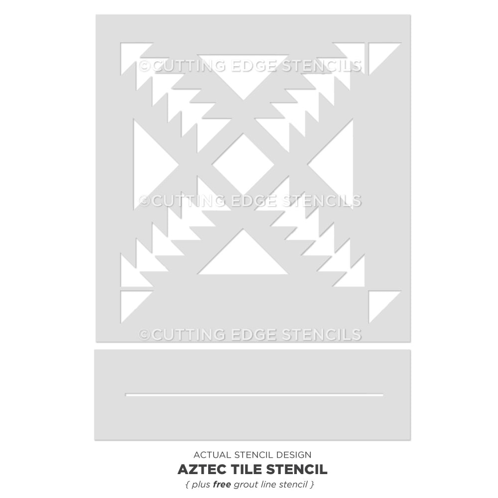 Aztec Tile Stencil Design-Floor-Actual