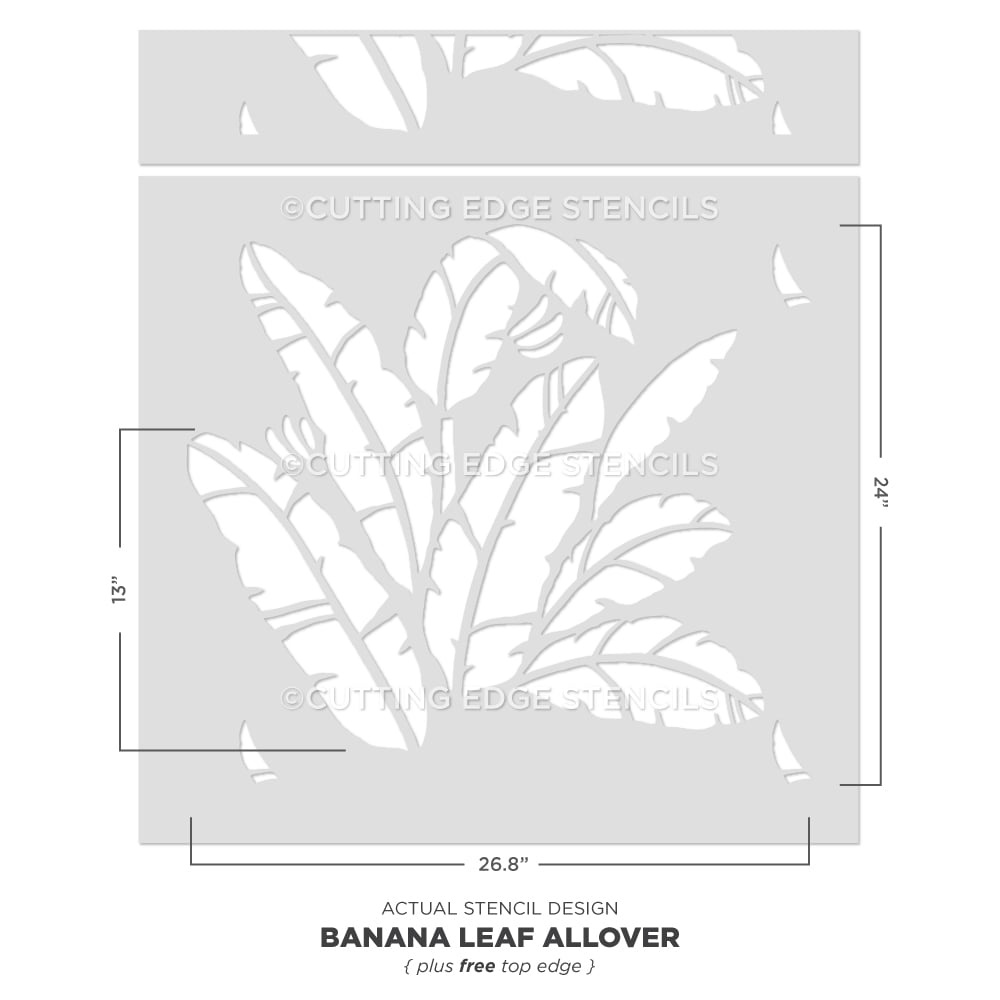 Bananas Leaf Stencil Design Tropical Wall Pattern Palm Leaf Wallpaper