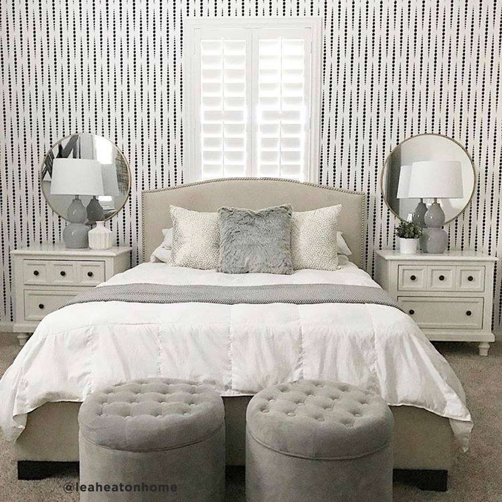 Modern bedroom stenciled wall