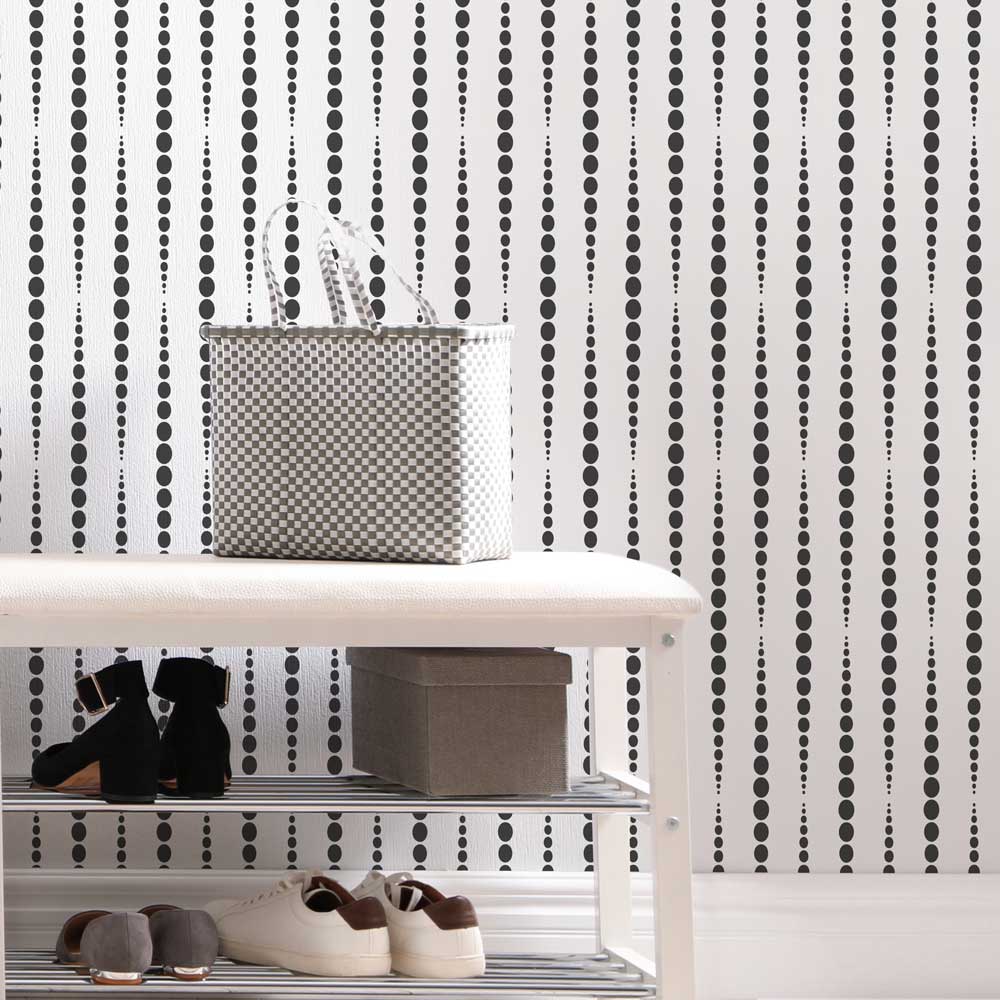 Beads Wall Stencil black and white wall stencil mudroom