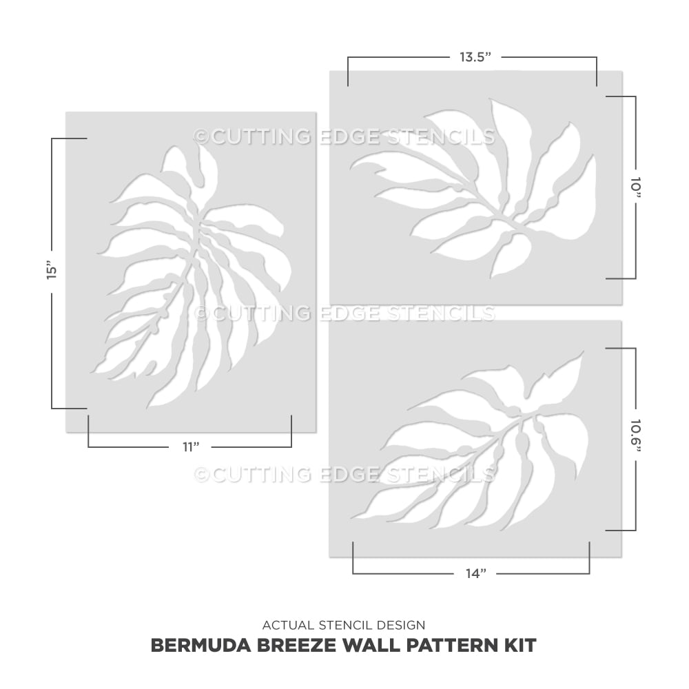 Bermuda Breeze Wall Pattern Stencil Tropical Stenciled Design