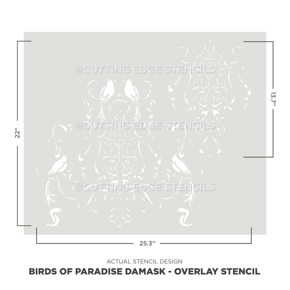 birds of paradise overlay wall stencil