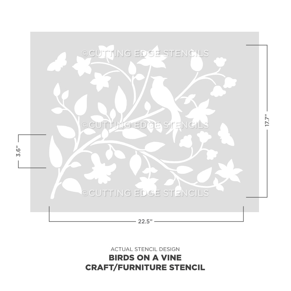 birds on a vine furniture stencil actual image