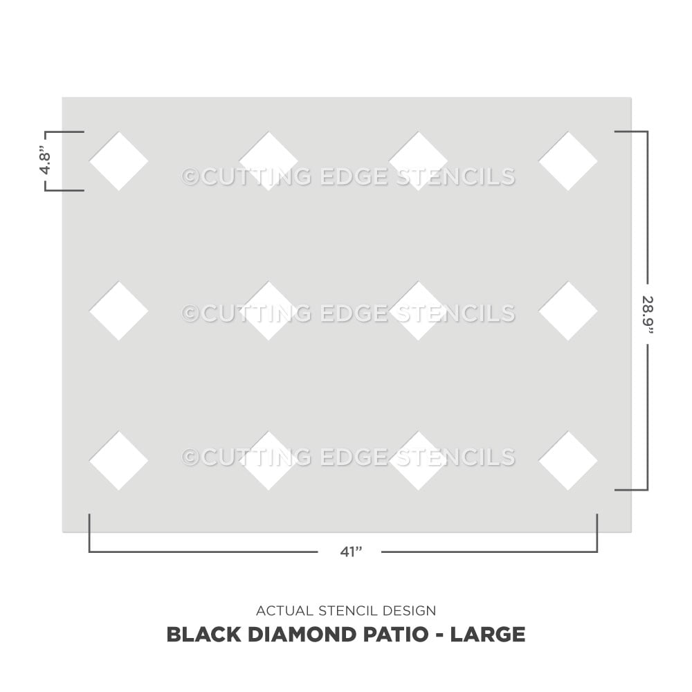 large actual image patio stencil black diamond pattern