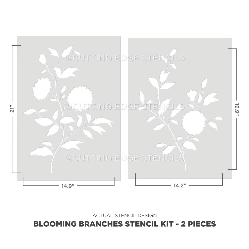 blooming branches stencil design