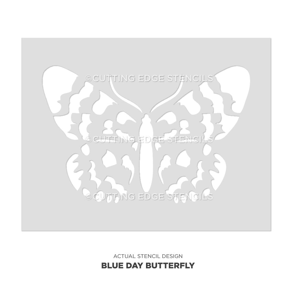 Blue Day Butterfly stencil for walls