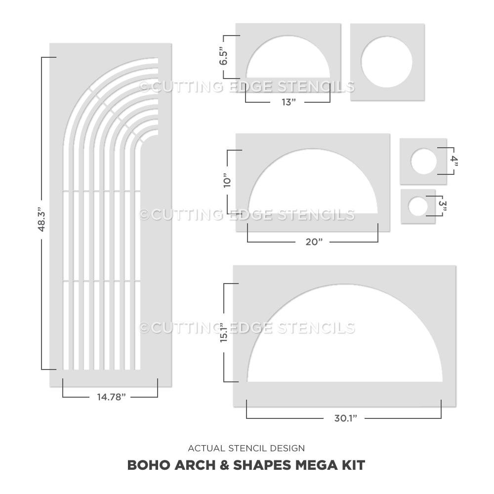 wall stencil boho arch and shapes kit