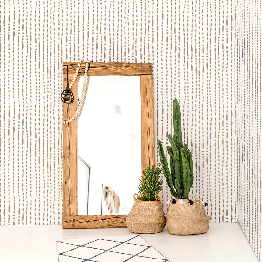 boho beads living room mirror cactus